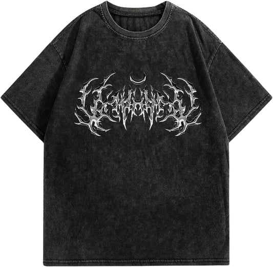 Men'S Graphic Oversized Short Sleeve Tee Shirt Y2K Vintage Cool Acid Wash Streetwear T-Shirts
